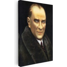 Kanvas Tablo Atatürk Kışlık Palto Atatürk Tablosu Ev Ofis Duvar Dekoru