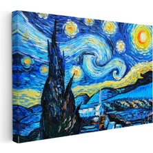 Kanvas Tablo Vincent Van Gogh Yıldızlı Gece Manzarası Ressam Tablosu Duvar Dekoru
