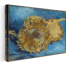 Kanvas Tablo Van Gogh Ters Çevrilmiş Ayçiçeği Mavi Ressam Tablosu Ev Ofis Duvar Dekoru