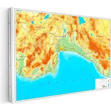Kanvas Tablo Antalya Fiziki Yeryüzü Harita Tablosu Ev Ofis Duvar Dekoru