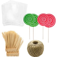 Adin Tasarım Lolipop Kek Cakepops Kurabiye Yapım Seti 201 Parça Kurabiye Çubuğu Ahşap Kurabiye Jüt Ipi Hasır