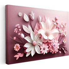 Kanvas Tablo Katmanlı Çiçek Aranjmanı Çiçek Tablosu Ev Ofis Duvar Dekoru