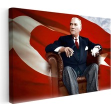 Kanvas Tablo Atatürk Koltukta Asil Duruş Atatürk Tablosu Ev Ofis Duvar Dekoru