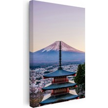 Kanvas Tablo Japonya Pagoda ve Fuji Dağı Şehir Mimari Tablo Ev Ofis Duvar Dekoru