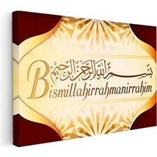 Kanvas Tablo Besmele Yazısı Pastel Tonlu Dini Islami Tablo Ev Ofis Duvar Dekoru
