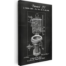 Kanvas Tablo Antik Tuvalet Mekanizması Patent Çizimi Teknik Vintage Tablo Ev Ofis Duvar Dekoru