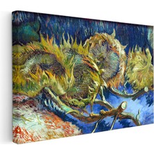 Kanvas Tablo Vincent Van Gogh Kurumuş Ayçiçekleri Mavi Zemin Ressam Tablosu Ev Ofis Dekoru