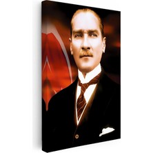 Kanvas Tablo Atatürk Bayrak Fonlu Atatürk Tablosu Ev Ofis Duvar Dekoru