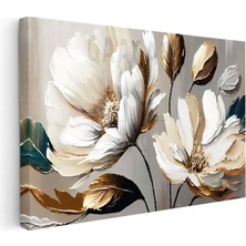 Kanvas Tablo Geniş Yapraklı Modern Çiçek Çiçek Tablosu Ev Ofis Duvar Dekoru