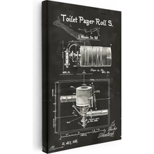 Kanvas Tablo Tuvalet Kağıdı Tutacağı Patent Çizimi Teknik Vintage Tablo Ev Ofis Duvar Dekoru