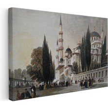 Kanvas Tablo Sultanahmet Camii Dış Avlu Osmanlı Tablosu Ev Ofis Duvar Dekoru