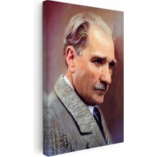 Kanvas Tablo Atatürk Kürk Yakalı Atatürk Tablosu Ev Ofis Duvar Dekoru