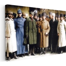 Kanvas Tablo Atatürk Kalpaklı Kışlık Kıyafet Atatürk Tablosu Ev Ofis Duvar Dekoru