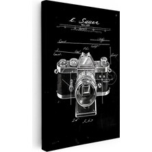 Kanvas Tablo Fotoğraf Makinesi Patent Çizimi Yakın Çekim Vintage Tablo Ev Ofis Duvar Dekoru