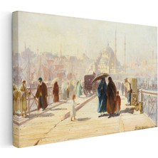 Kanvas Tablo Istanbul Köprü Üzeri Aile Yaşam Sahnesi Ev Ofis Duvar Dekoru
