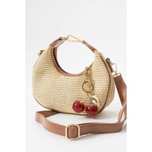 Legend Aksesuar Kadın Perry Model Hasır El ve Omuz Çantası Charm Hediyeli