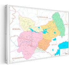 Kanvas Tablo Muş Siyasi Sınır Harita Tablosu Ev Ofis Duvar Dekoru