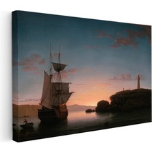 Kanvas Tablo Fitz Henry Lane Sunset At Sea Fener Ressam Tablosu Ev Ofis Duvar Dekoru
