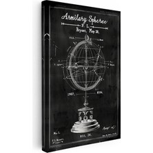 Kanvas Tablo Armillary Sphere Küre Patent Çizimi Teknik Vintage Tablo Duvar Dekoru