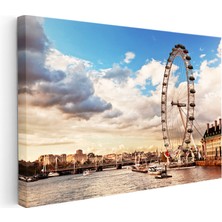 Kanvas Tablo Londra London Eye Dönme Dolap Şehir Mimari Tablo Ev Ofis Duvar Dekoru