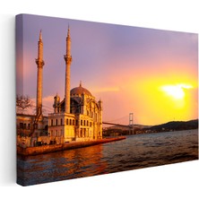 Kanvas Tablo Ortaköy Camii ve Köprü Manzarası Şehir Mimari Tablo Ev Ofis Duvar Dekoru