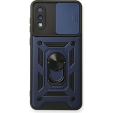 Mey Ithalat®  Samsung Galaxy A02 Kılıf Pars Lens Yüzüklü Silikon - Lacivert