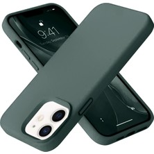 Mey Ithalat®  iPhone 12 Kılıf Nano Içi Kadife Silikon - Koyu Yeşil
