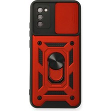 Mey Ithalat®  Samsung Galaxy A03S Kılıf Pars Lens Yüzüklü Silikon - Kırmızı