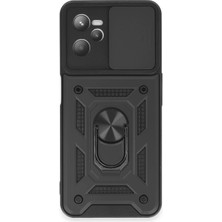 Mey Ithalat®  Realme C35 Kılıf Pars Lens Yüzüklü Silikon - Siyah