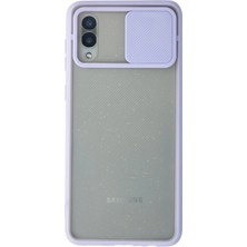Mey Ithalat®  Samsung Galaxy A02 Kılıf Palm Buzlu Kamera Sürgülü Silikon - Lila