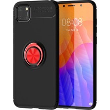 Mey Ithalat®  Huawei Y5P Kılıf Range Yüzüklü Silikon - Siyah-Kırmızı