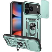 Mey Ithalat®  Apple iPhone 17 Pro Max Pars Lens Yüzüklü Silikon - Yeşil