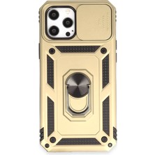 Mey Ithalat®  iPhone 12 Pro Max Kılıf Pars Lens Yüzüklü Silikon - Gold