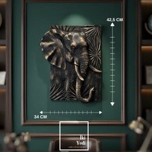 İki Yedi Konsept Branimir 771 Majestic Elephant Kabartmalı Fil Duvar Pano Tablo Dekoratif Duvar Objesi Dekorasyon