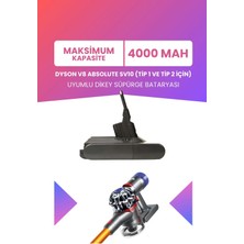 Electroll Dyson V8 Absolute Uyumlu SV10 Batarya 476547-01 (MAKSİMUM KAPASİTE) 21.6 V 4000mah Pil Şarjlı Dikey Süpürge Bataryası