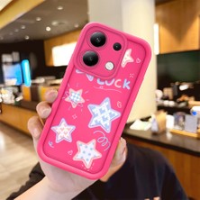 HONTINGA Redmi Note 13 4G ile Uyumlu Kılıfı Düşüme önleyici Basitlik Anti Düşme Kamera Korumali Renkli Yıldızlar Desen Gül Kırmızı Yumuşak Silikon Telefon Kılıfı Kadın ve erkek için uygundur K8-0064