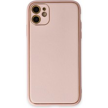 Mey Ithalat®  iPhone 12 Kılıf Coco Deri Silikon Kapak - Pudra