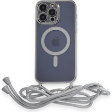 Mey Ithalat®  iPhone 12 Pro Max Kılıf Divo Lazer Askılı Magsafe Kapak - Gümüş