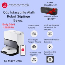 Roborock Maxv Ultra Beyaz Çöp Istasyonlu Akıllı Robot Süpürge + Anker Bluetoothlu Hoparlör Hediye