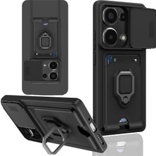 Mey Ithalat®  Xiaomi Redmi Note 13 Pro 4g Kılıf Zuma Kartvizitli Yüzüklü Silikon - Siyah