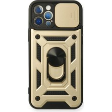 Mey Ithalat®  iPhone 12 Pro Kılıf Pars Lens Yüzüklü Silikon - Gold