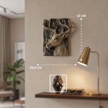 İki Yedi Konsept Kimberley 772 Noble Deer Kabartmalı Geyik Duvar Pano Tablo Modern Dekoratif Obje Duvar Dekorasyonu