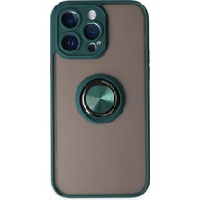 Mey Ithalat®  iPhone 14 Pro Max Kılıf Montreal Yüzüklü Silikon Kapak - Yeşil