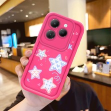HONTINGA Infinix Hot 40 ile Uyumlu Kılıfı Düşüme önleyici Basitlik Anti Düşme Kamera Korumali Renkli Yıldızlar Desen Gül Kırmızı Yumuşak Silikon Telefon Kılıfı Kadın ve erkek için uygundur K8-0064