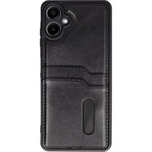 Mey Ithalat®  Samsung Galaxy A06 Kılıf Sara Kartvizitli Deri Kılıf - Siyah