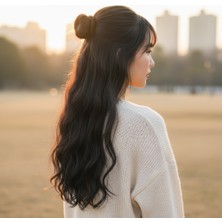 Fiber Sen Dalgalı Yarım Ay + 2 Yan Çıt Çıt / Kahverengi