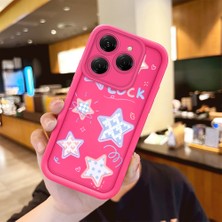 HONTINGA Tecno Spark 20 Pro ile Uyumlu Kılıfı Düşüme önleyici Basitlik Anti Düşme Kamera Korumali Renkli Yıldızlar Desen Gül Kırmızı Yumuşak Silikon Telefon Kılıfı Kadın ve erkek için uygundur K8-0064
