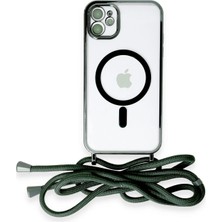 Mey Ithalat®  iPhone 11 Kılıf Divo Lazer Askılı Magsafe Kapak - Koyu Yeşil