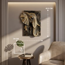 İki Yedi Konsept Branimir 772 Majestic Elephant Kabartmalı Fil Duvar Pano Tablo Dekoratif Obje Dekorasyon Rölyef Şık