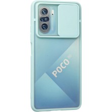 Mey Ithalat®  Xiaomi Poco F3 Kılıf Palm Buzlu Kamera Sürgülü Silikon - Turkuaz